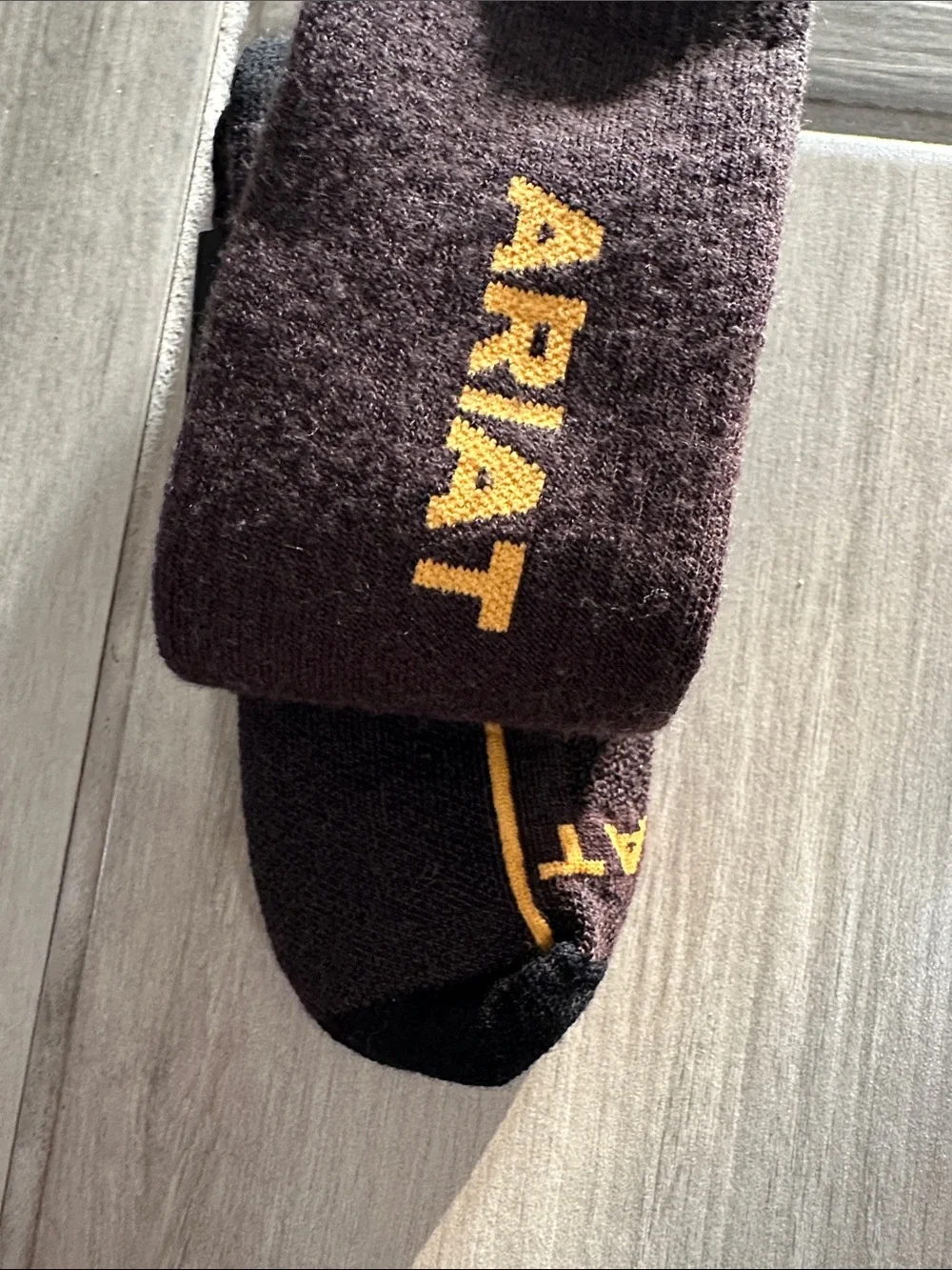 Ariat Black Socks with Gold Logo - Midweight Merino Wool
